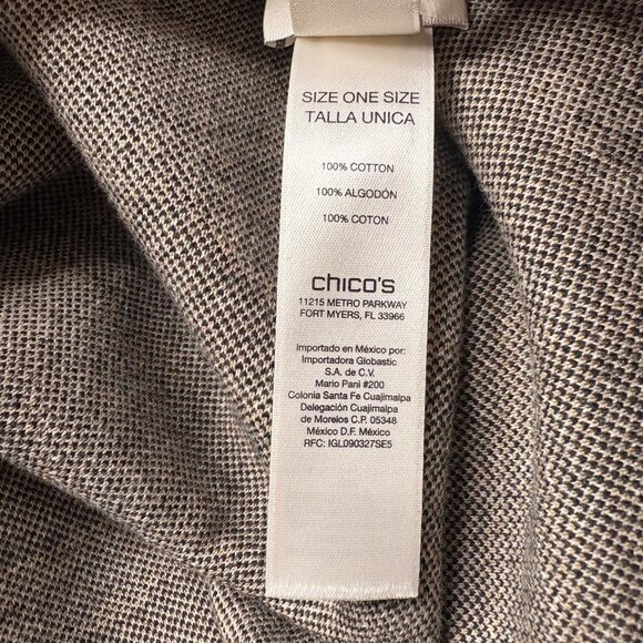 Chicos Zebra Print Open Poncho Wrap OS Cotton Black Tan Statement Warm Animal - Picture 5 of 8